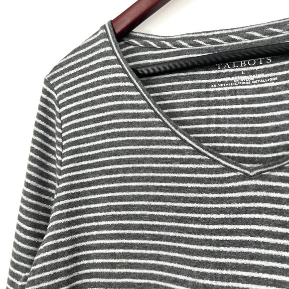 Talbots Womens Size Large Glitter Sparkle Long Sleeve Blouse Shirt Top Christmas - Picture 2 of 7